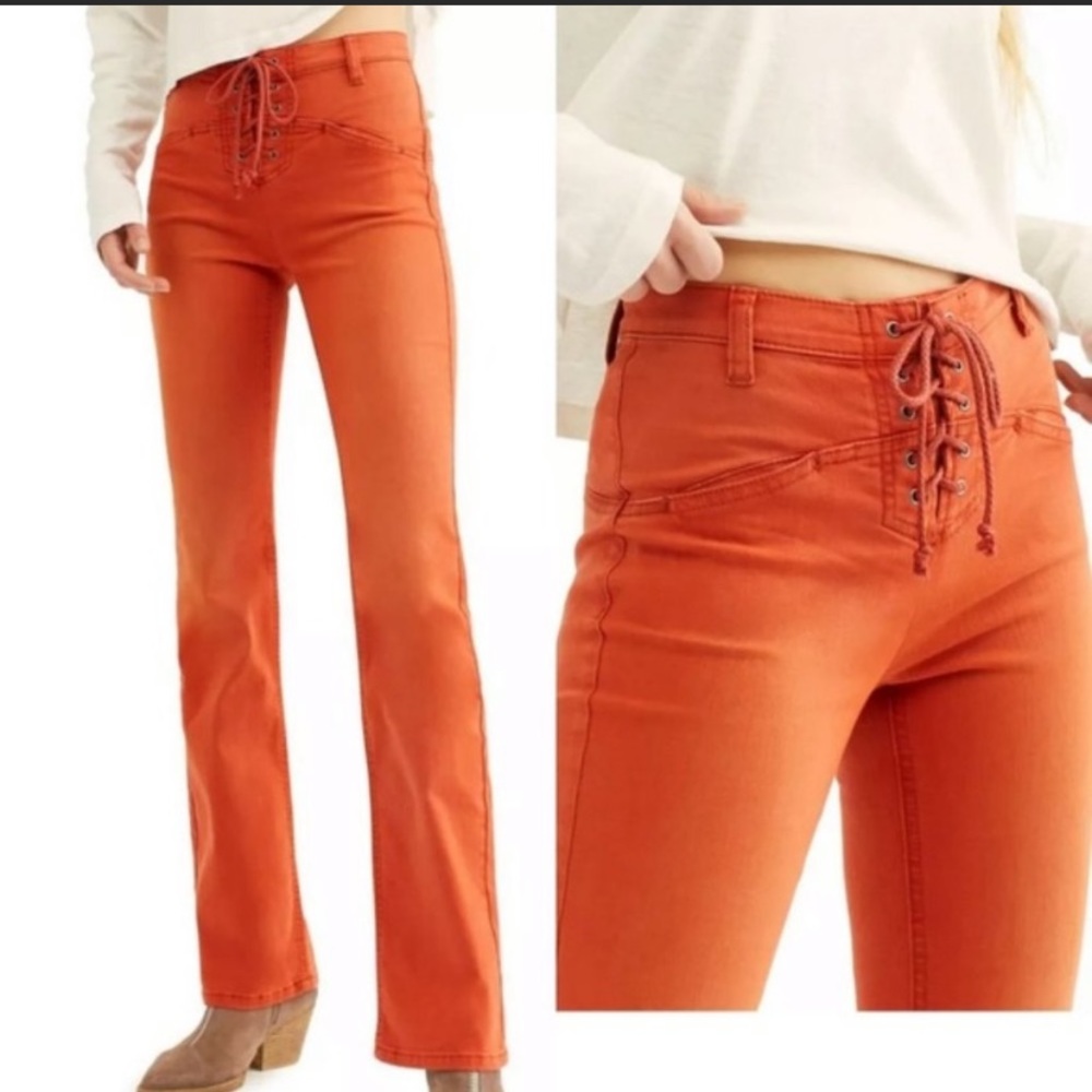 Free People Eva Lace-Up Bootcut Jeans